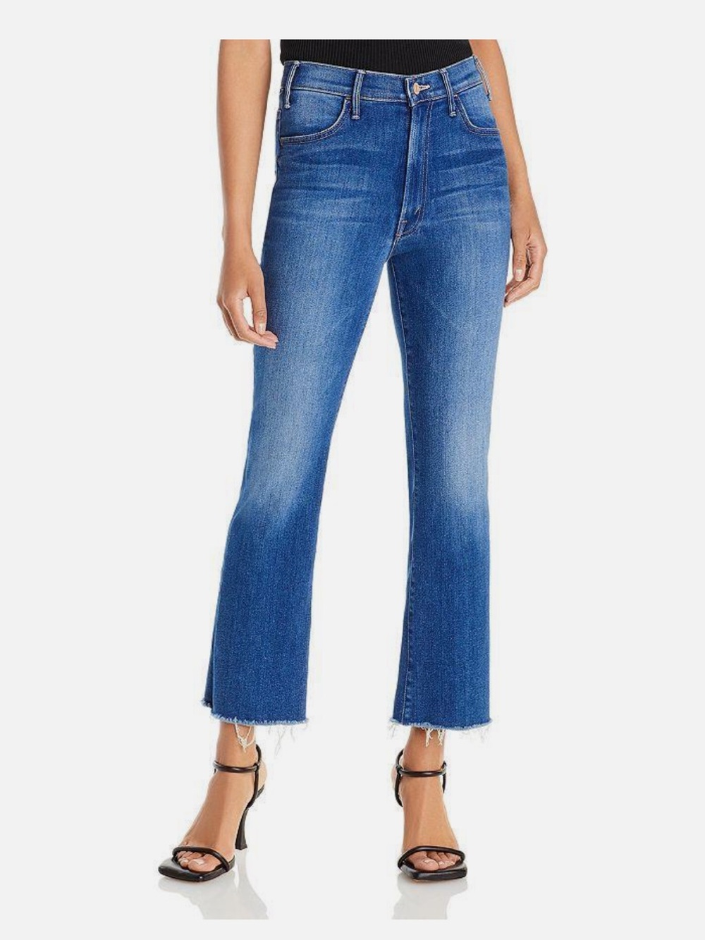 Blue High-Rise Cropped Flare Jeans